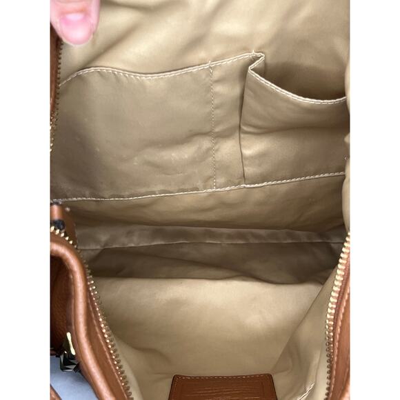 Coach Park Pyramid Studded Leather Hobo Shoulder Bag Tan Brown Large Tote - Picture 11 of 16